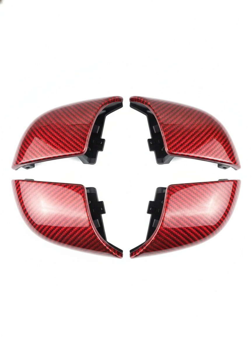 Red Carbon Fiber Grain Panel Accent - Steering Wheel Covers